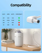 24V Power Cord Fit for Essential Oil Diffuser Aroma Humidifier Diffuser Young Living, doTERRA, InnoGear, Aromatherapy, ASAKUKI R