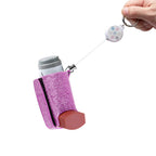 JFGLORIX Asthma Inhaler Holder Keychain Retractable Clip PU Leather Portable Travel Handy Holder for Kids and Adults, Inhaler No