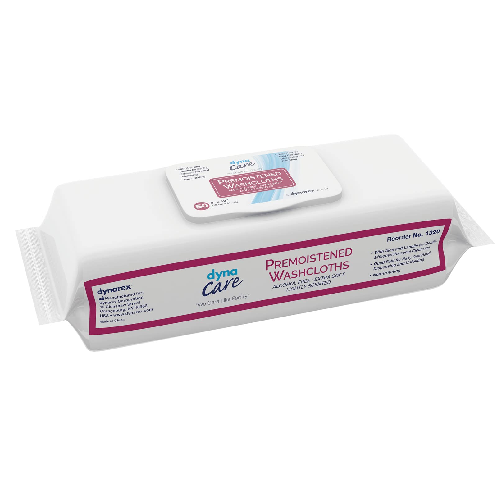 Dynarex 1320 Personal Cleansing Washcloth, Pack of 50