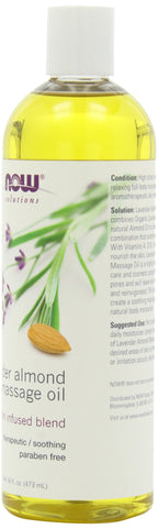 NOW Lavender Almond Massage Oil, 16-Ounces (Pack of 2)