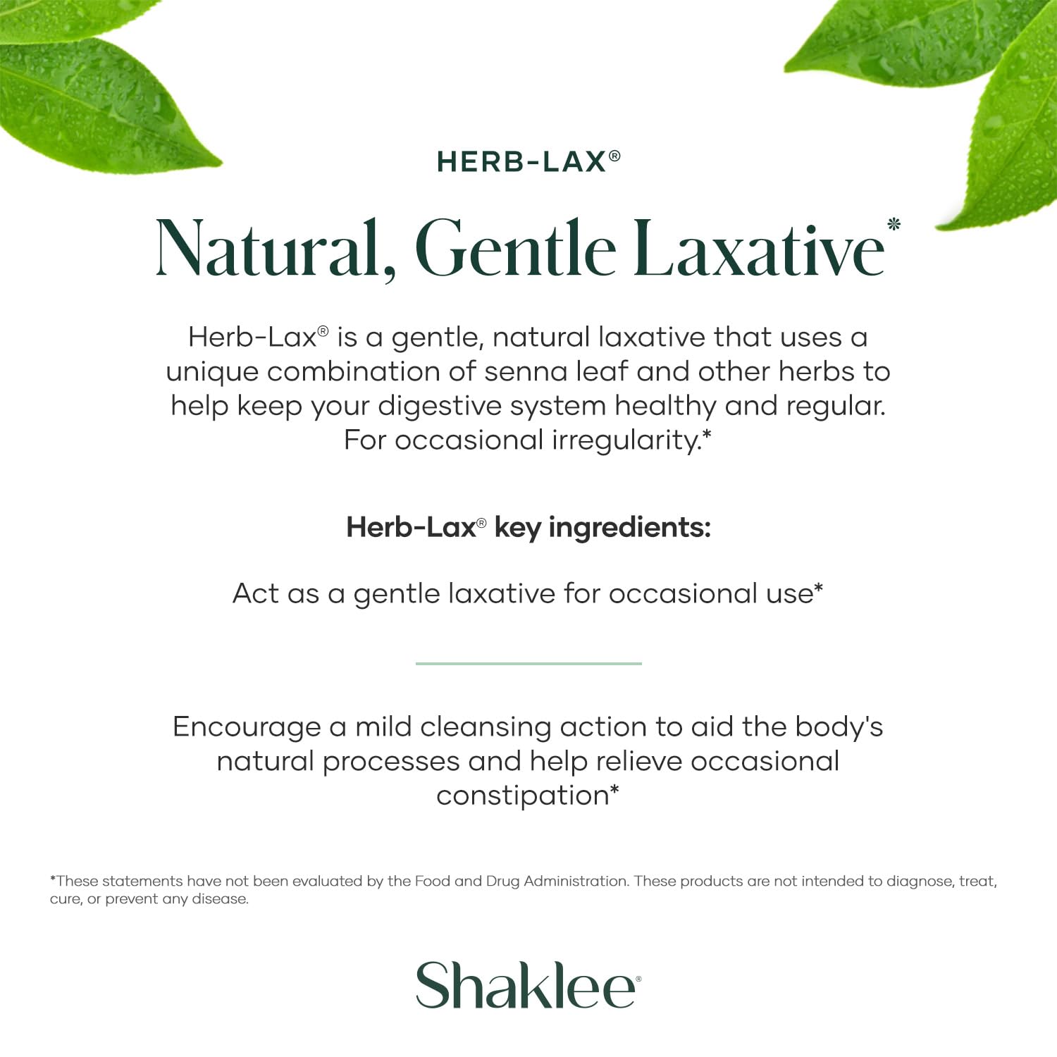 Shaklee - Herb-Lax Gentle Laxative - Herbal Blend with Senna Leaf for Digestive Health & Regularity - Occasional Constipation Su
