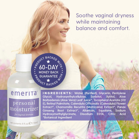 Emerita Personal Moisturizer with Aloe and Vitamin E, 4-Ounce Bottles (Pack of 2)