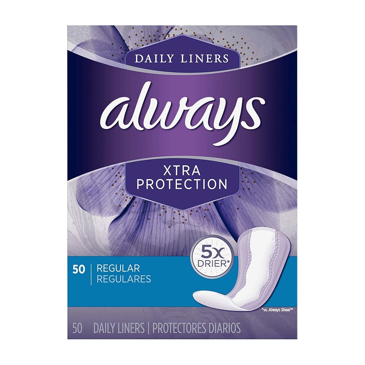 Always Xtra Protection Regular Daily Liners, 50 Count (Pack of 3)