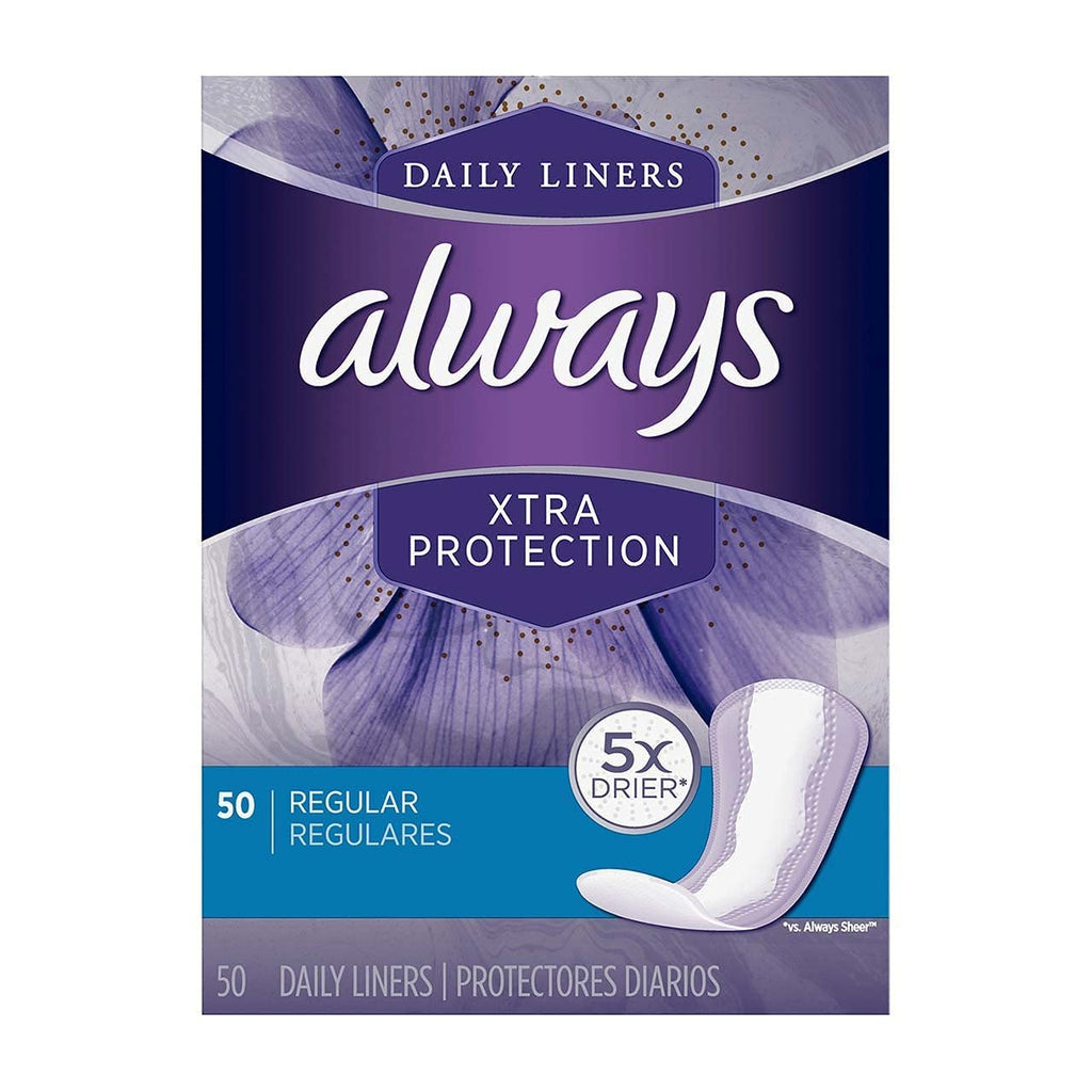 Always Xtra Protection Regular Daily Liners, 50 Count (Pack of 3)