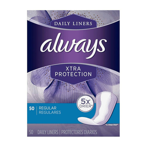 Always Xtra Protection Regular Daily Liners, 50 Count (Pack of 3)