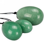 AITELEI 4Pcs Set Jade Yoni Eggs Stick,3 Pcs Drilled Natural Green Aventurine Quartz Crystal Jade Eggs Massage Stone + 1 Pcs Mass