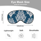 NOHSHE Floral Baroque Sleep Eye Mask Eye Cover Damask Ornament Flowers Elegant Blue Silk Eye Mask for Sleeping with Adjustable S