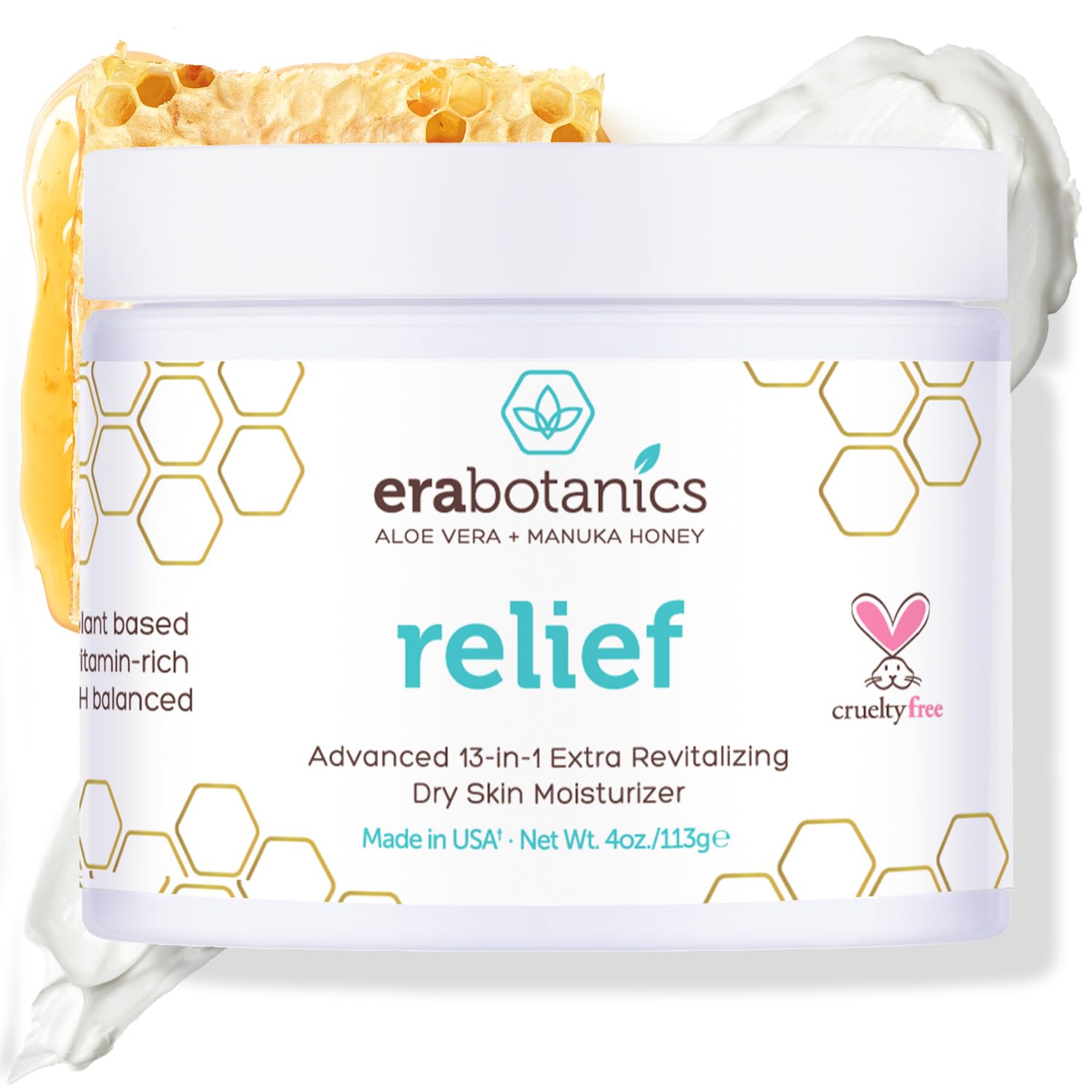 Era Organics Eczema, Psoriasis & Dermatitis Moisturizer Cream - Advanced 13-in-1 Non-Greasy Face or Body Lotion for Dry, Itchy S