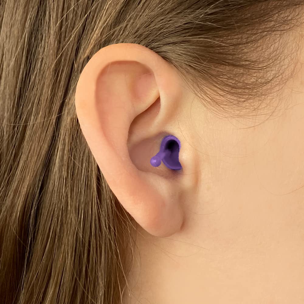 Flare Calmer Mini - Small Ear Plugs Alternative - Reduce Annoying Noises Without Blocking Sound - Soft Reusable Silicone - Purpl