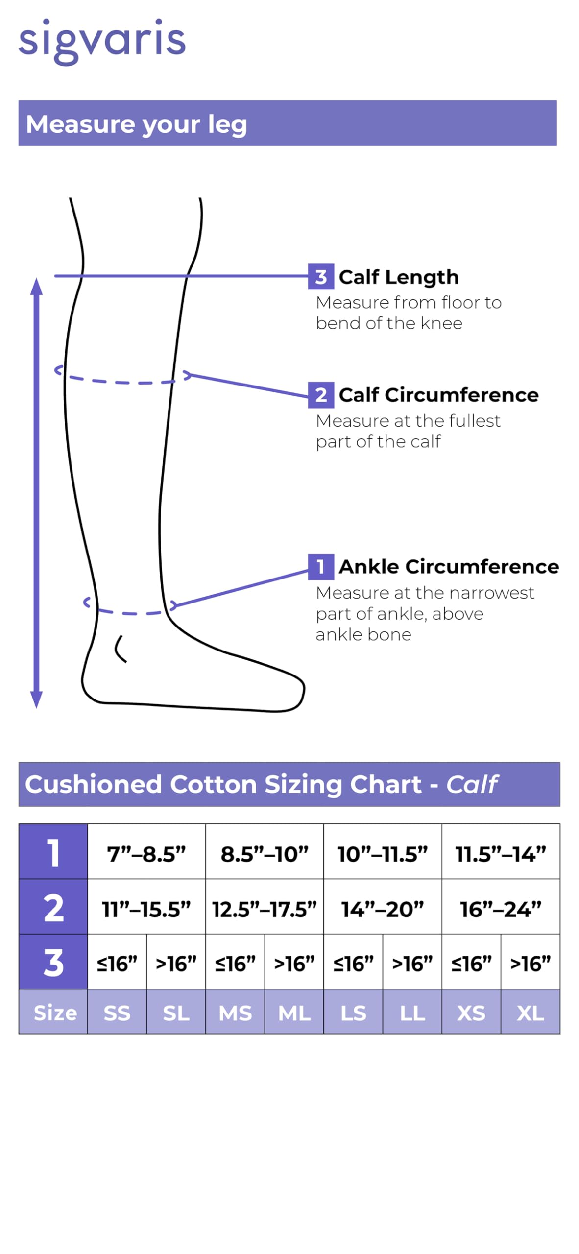 Sigvaris Womens Motion Cushioned Cotton 360 Closed Toe Calf-High Socks 20-30mmHg - Extra Large Short - Black