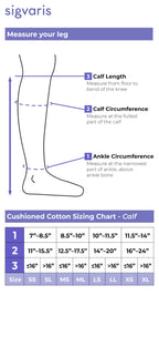 Sigvaris Womens Motion Cushioned Cotton 360 Closed Toe Calf-High Socks 20-30mmHg - Extra Large Short - Black