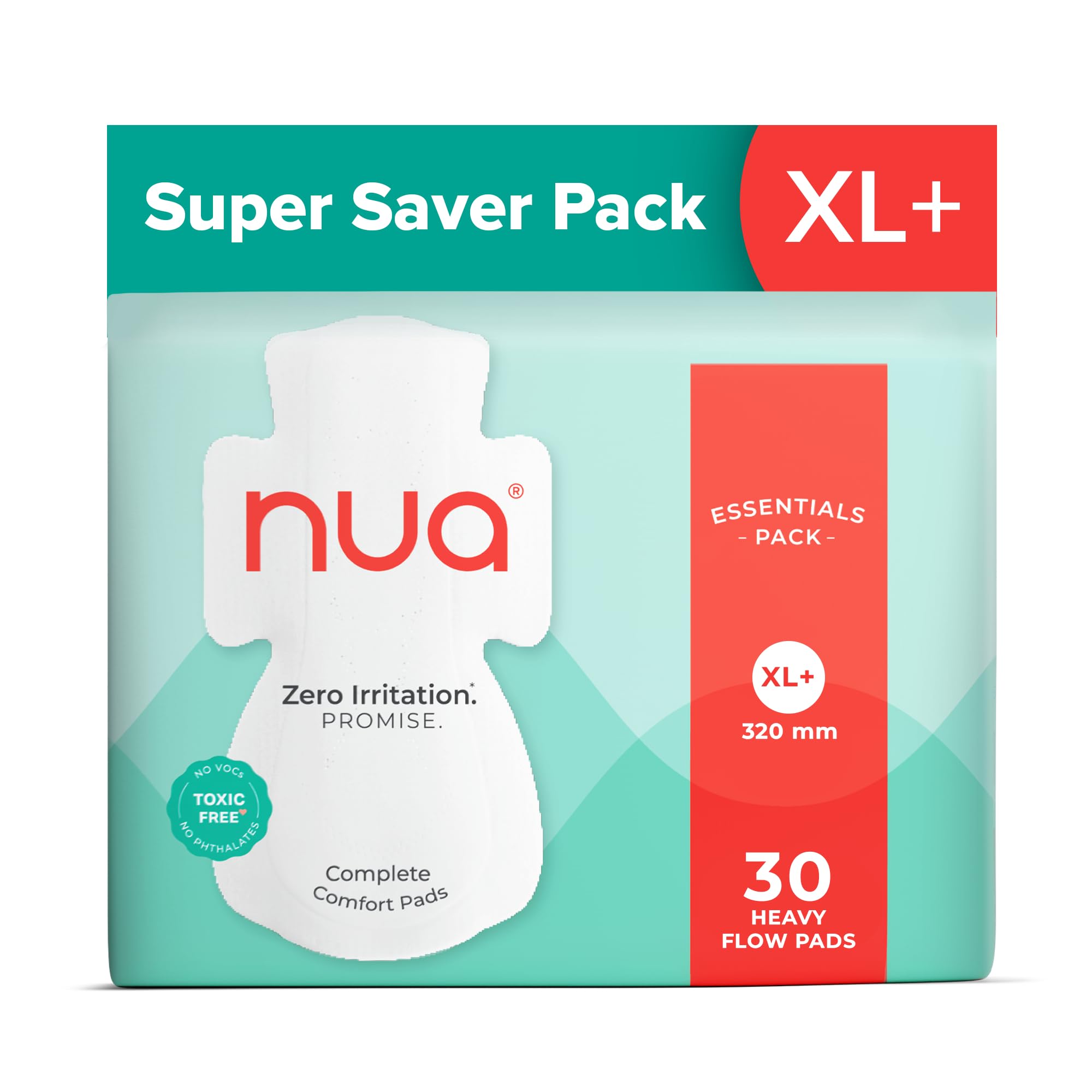 Nua Ultra Safe| 30 Heavy Flow Xl+ | Super Saver Pack | Leakproof & Toxic Free Sanitary Pad (Pack Of 30)