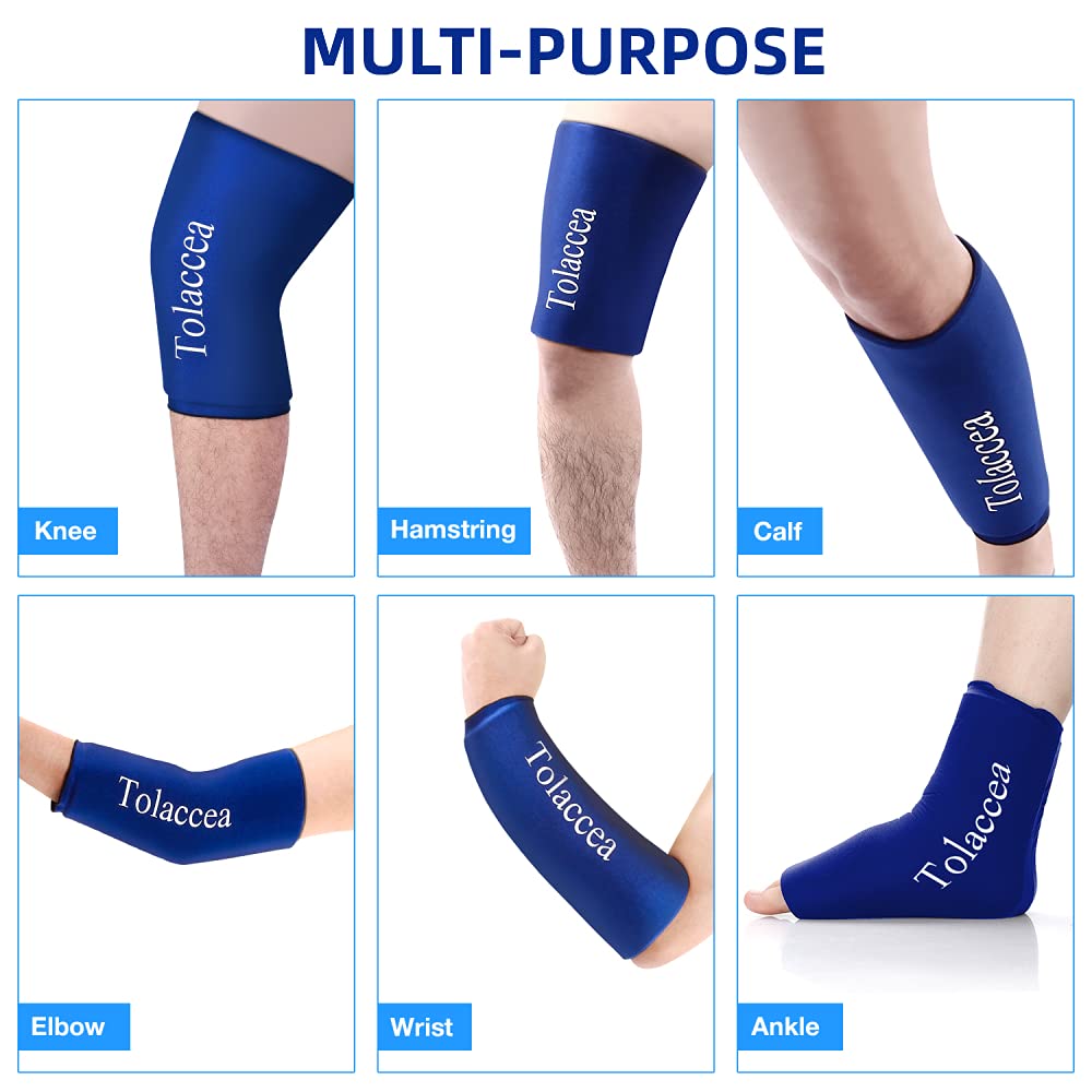 Tolaccea Hot & Cold Therapy Flexible Ice Packs Cold Therapy Compression Sleeve Reusable Gel Pack for Injury Cold Wrap for Knee C