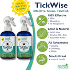 3 Moms Organics, TickWise 8oz Extra Strength Double Whammy 2-Pack - DEET- Free, Tick and Insect Repellent, Plant Based Essential