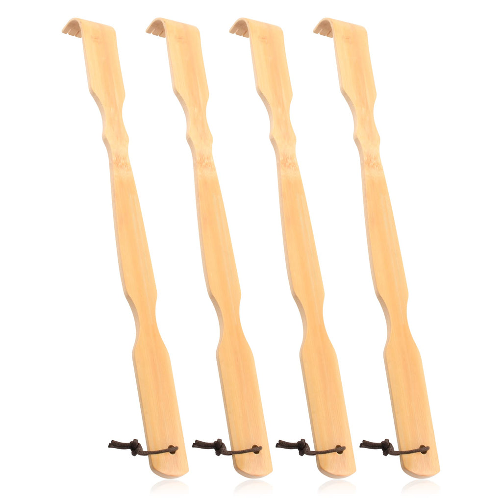 Renook Wooden Bamboo Back Scratcher, 4 PCS 17 Inch Long Handle Back Scratchers for Adults Men Women,Large Long Handle Wood Back 