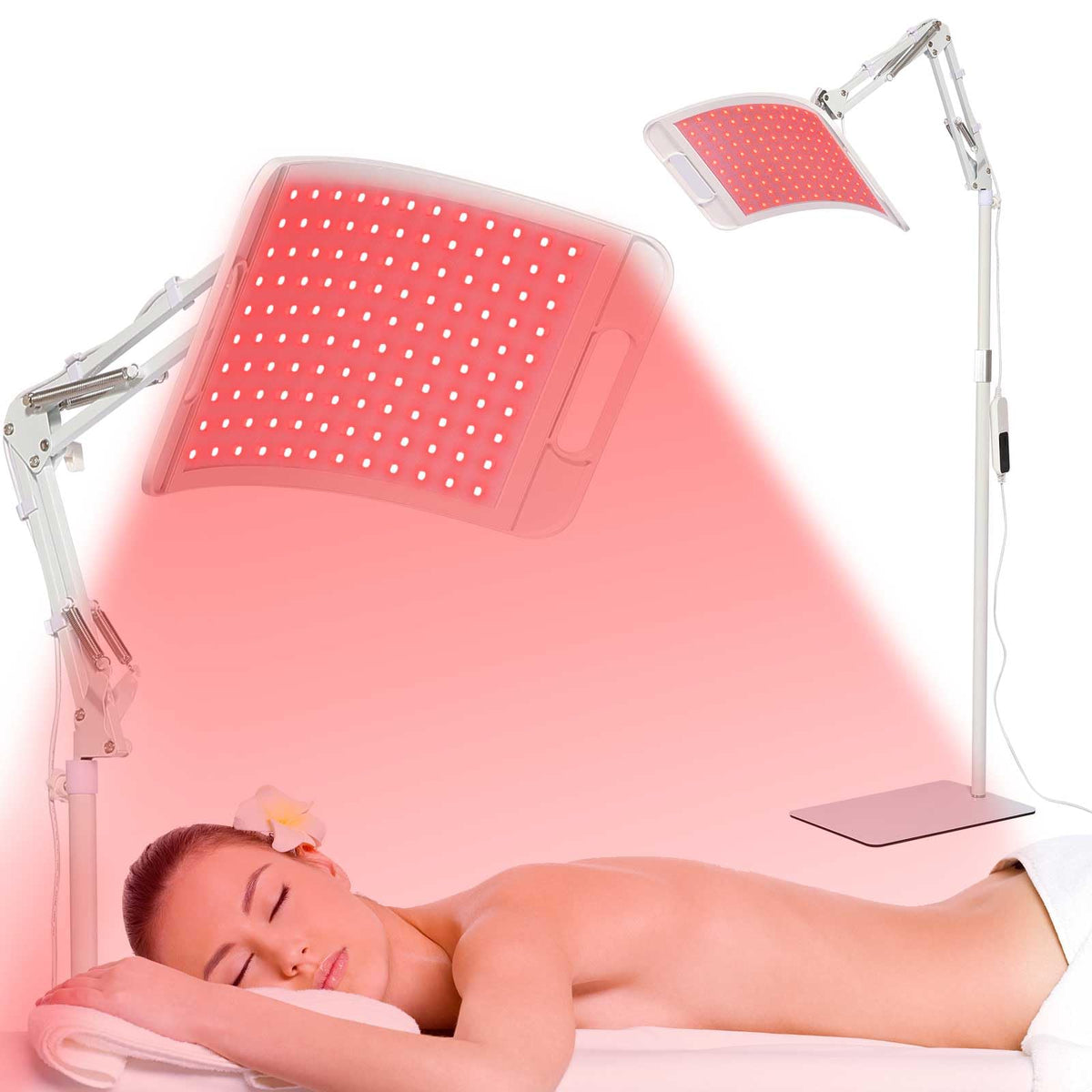 Red Light Therapy for Body face Back Knee, 660nm 850nm Near Infrared Light Therapy with Stand, 3in1 LED Beads Light, Larger Pa