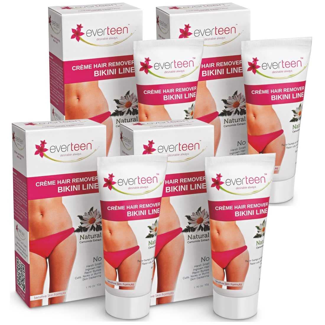 Everteen Bikini Line Hair Remover Crme 200G (4 Packs Of 50G Each)