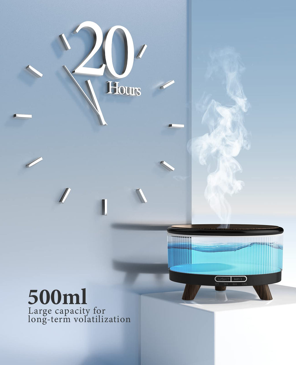 Diffusers for Essential Oils Large Room with Remote, 500ml Aromatherapy Diffuser, 7 Colors Changed Black