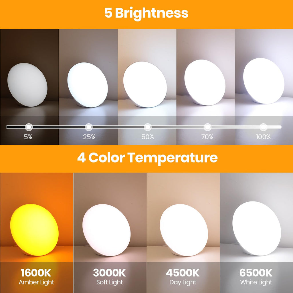 LASTAR Sun Lamp, 10,000 Lux Sunlight Lamp with 4 Color Temperatures & 5 Brightness & 1H Timer, 12 RGB Colors Touch Control with
