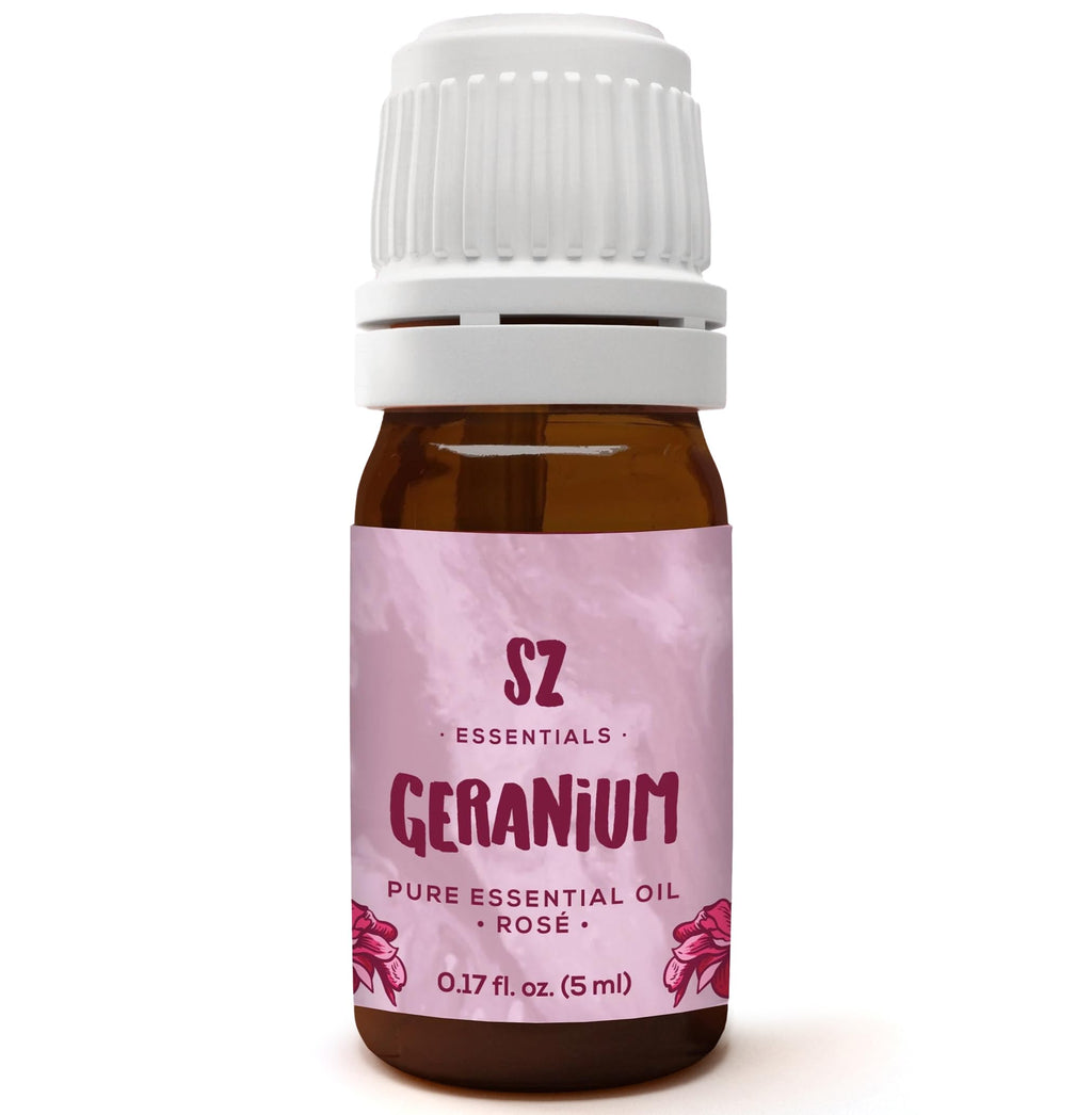 Sz Essentials - Geranium Ros   Essential Oil 5mL - 100% Pure & Natural - Pelargonium graveolens VAR. roseum - Sweet Rose-Geraniu