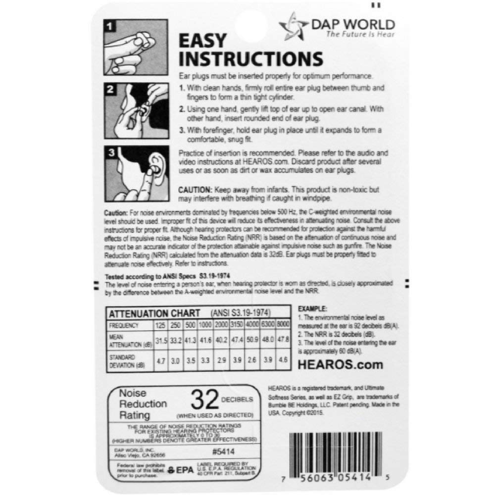 Hearos Ultimate Softness Series Ear Plugs 6 pairs (Pack of 2)