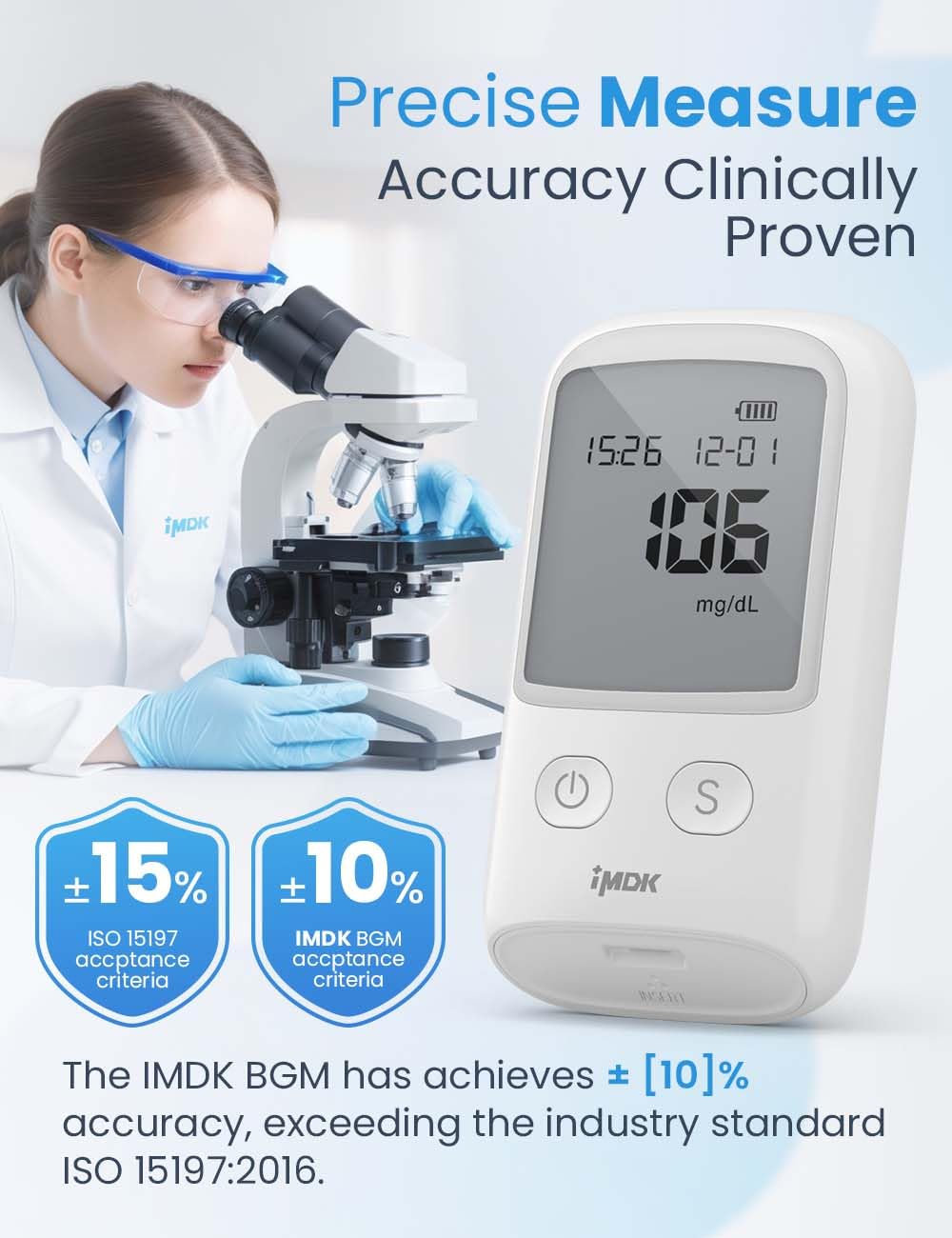 IMDK Blood Glucose Monitor Kit, ???????????????????? ???????????????? Blood Sugar Test Kit with 100 Glucometer Strips, 100 Lance