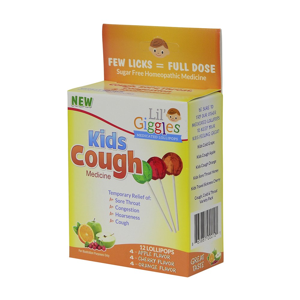Lil Giggles Kids Medicated Lollipops - Sweet Gentle Relief for Kids & Non-drowsy - Kids Cough, Sore Throat, Congestion & Hoarse