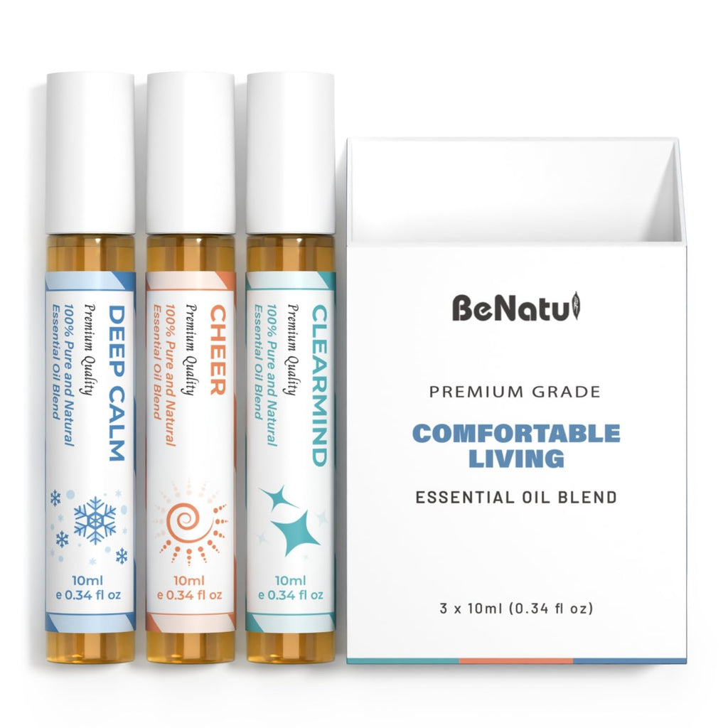 Essential Oil Set (Deep Calm, Cheer, ClearMind), Aromatherapy Roll On ...