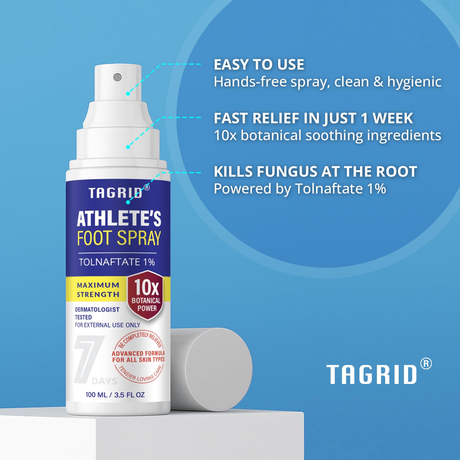 TAGRID Athletes Foot Treatment: Maximum Strength Antifungal Spray for Athletes Foot Fungus Jock Itch Ringworm Treatment for Huma