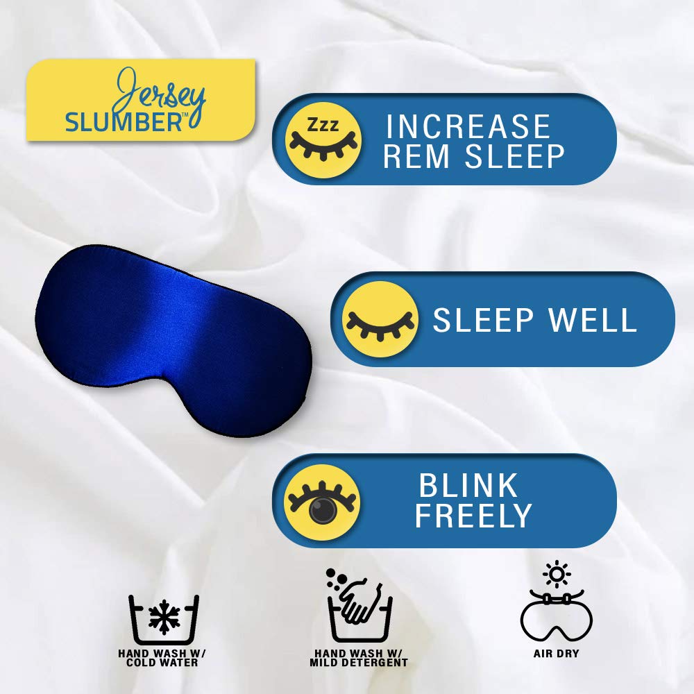 Silk Sleep Eye Mask for Men Women, Comfortable Super Soft Eye Mask with Adjustable Strap, 100% Pure Silk, Blocks Light, Jersey S
