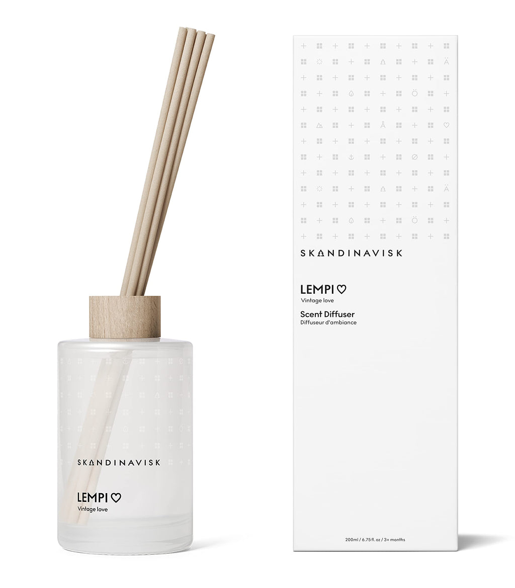 Skandinavisk LEMPI Love Scent Diffuser with 8 Reeds. Lasts +3 Months. Fragrance Notes: Peony and Rose, Strawberries and Mosses