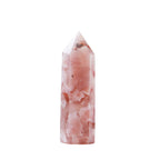 Runyangshi Natural Healing Crystals Cherry Blossom Agate Wands 2-2.4 Cherry Agate Single Point Healing Crystal Tower 6 Faceted R