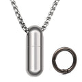 Small Pill Box Necklace Titanium Mini Pill Case W/ 28 Rolo Chain Necklace Tiny Pill Fob for Men Waterproof Pill Holder Emergency