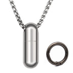 Small Pill Box Necklace Titanium Mini Pill Case W/ 28 Rolo Chain Necklace Tiny Pill Fob for Men Waterproof Pill Holder Emergency