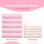 SUNKISS Masterpiece Adult Diapers with Tabs, Unisex Disposable Incontinence Briefs for Women and Men, Odor Control, Pink, Small/