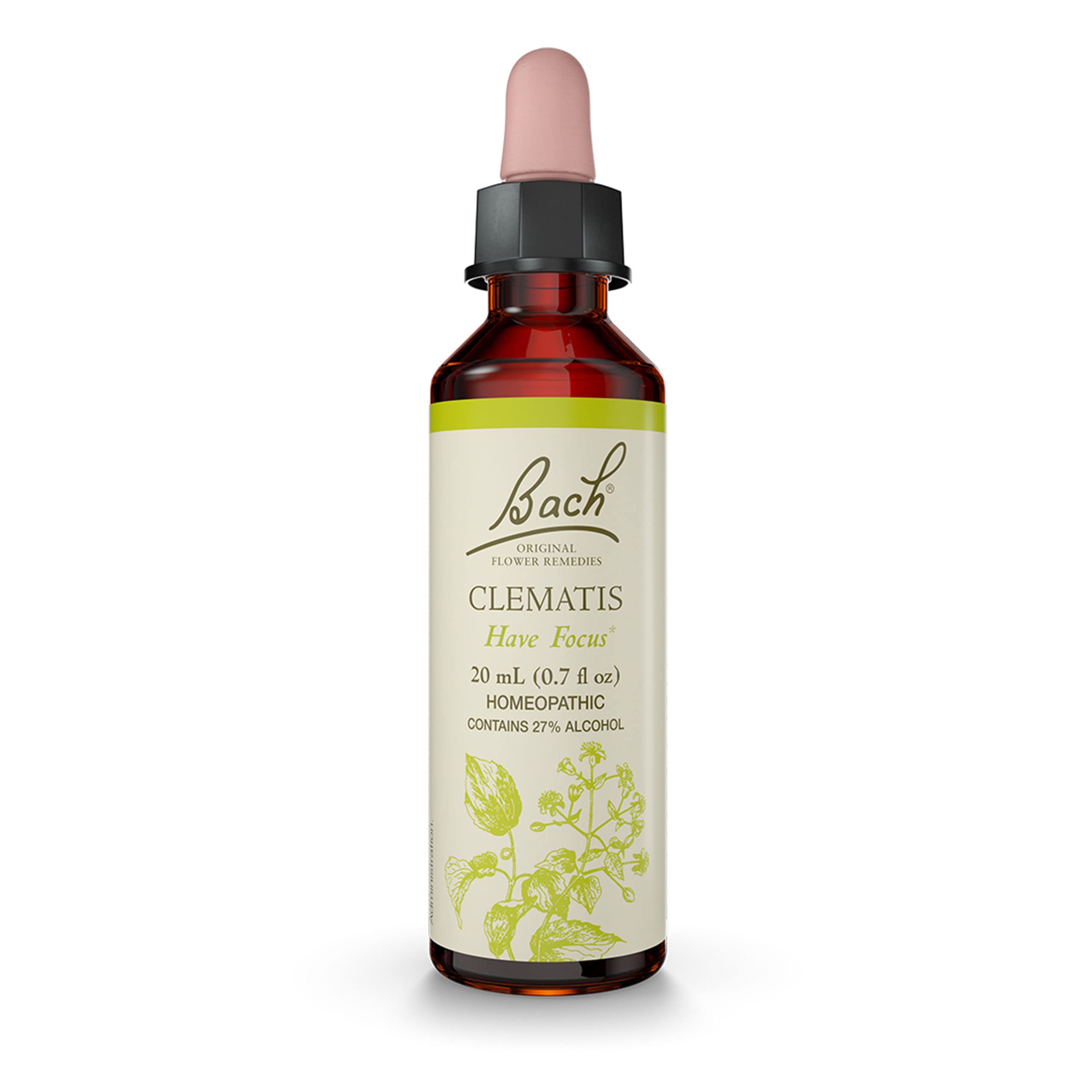 Bach Original Flower Remedies, Clematis for Focus and Concentration, Natural Homeopathic Flower Essence, Holistic Wellness and S