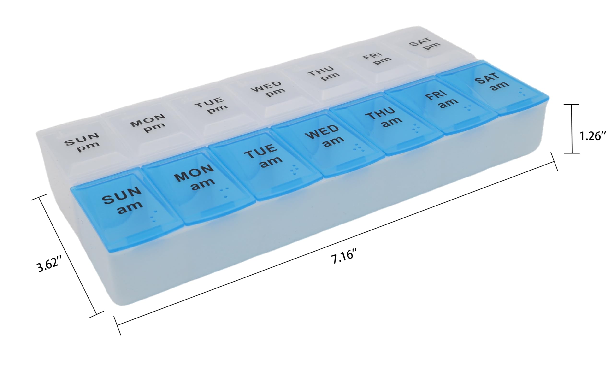 7 Day Weekly Pill AM PM Organizer, ShysTech Large Pill Case Pill Box for Pills/Vitamin/Supplements/Medication (Blue/White)