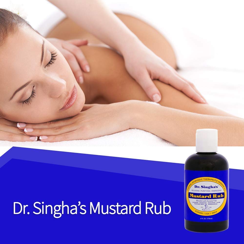 Dr. Singhas Mustard Rub, Therapeutic Body Massage Oil - with Best Essential Oils for Sore Muscles & Stiff Muscle Relief (6 Ounc