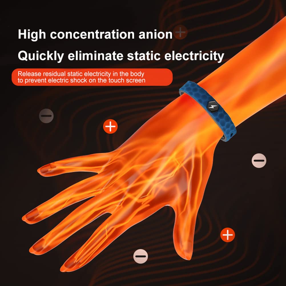 Faruxue Anti-Static Wristband Rhombus Cordless Silicone Bracelet Anti Static Balance Anion Not Easy Fall Off Adjustable Antistat