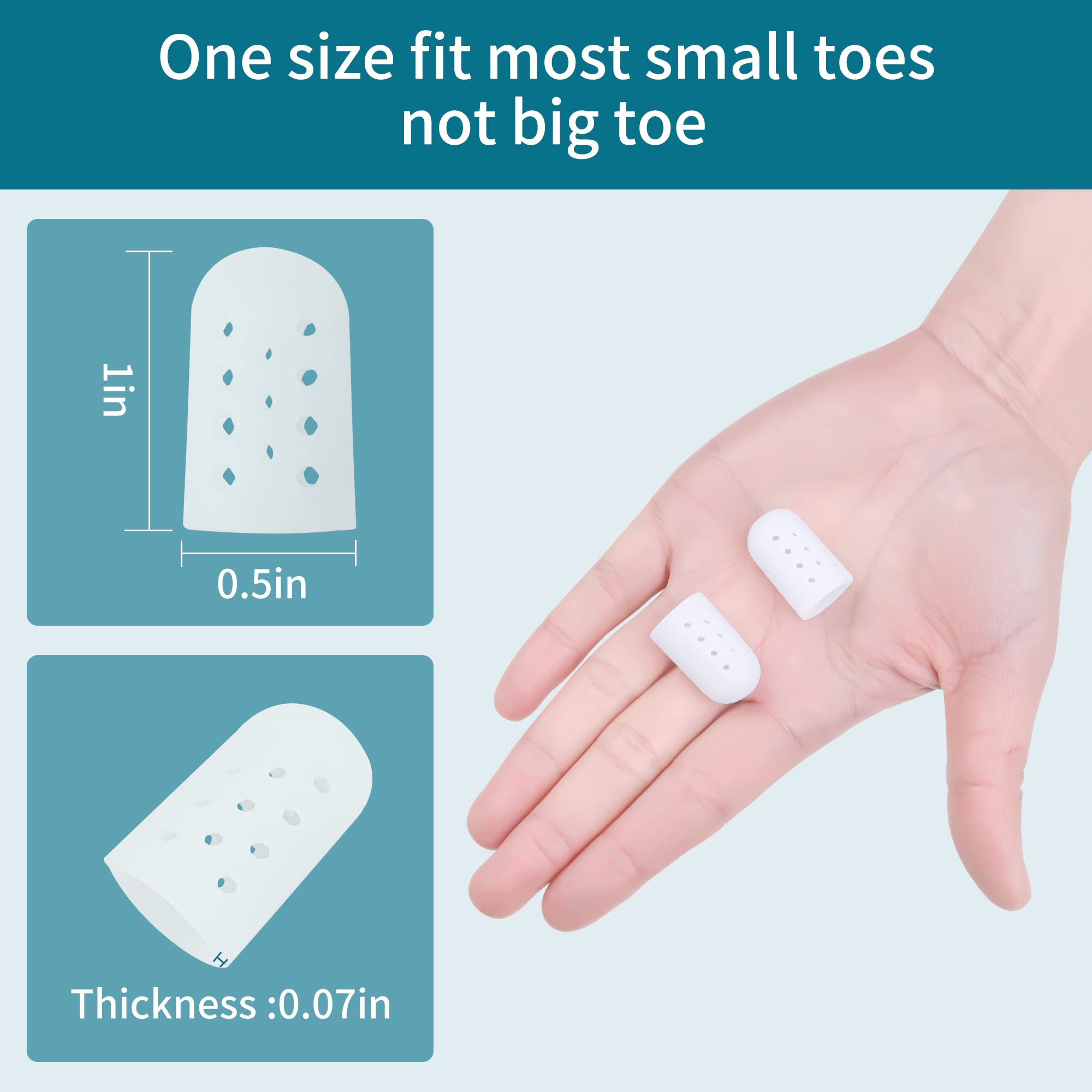Hoogoo Pinky Toe Protectors With Hole, 10 Pack Toe Caps Covers Protect Toe from Rubbing, Corns, Blisters, Hammer Toes and Other