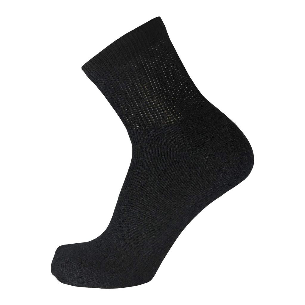 Big and Tall Diabetic Cotton Neuropathy Ankle Socks, King Size Mens Athletic Socks (13-15, Quarter Black) - 3 pairs