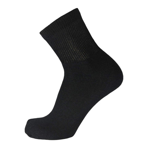 Big and Tall Diabetic Cotton Neuropathy Ankle Socks, King Size Mens Athletic Socks (13-15, Quarter Black) - 3 pairs