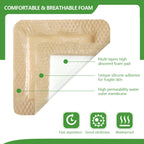 kastormed Silicone Adhesive Foam Dressing with Gentle Border 4x4 10 Pack, High Absorbency Foam Wound Bandage for Bed Sore, L