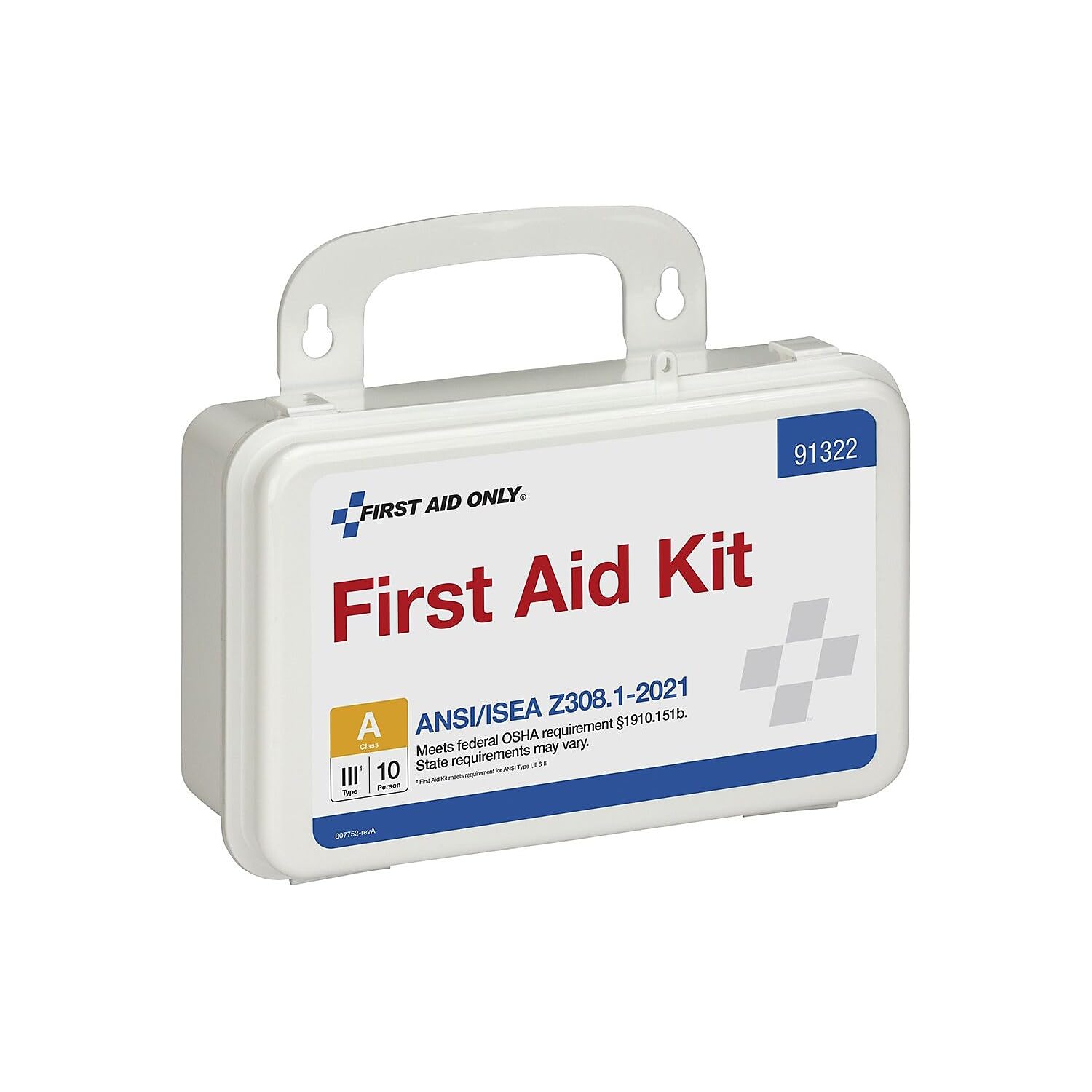 First Aid Only 91322 ANSI A 2021 and OSHA Compliant First Aid Kit, 10-Person Emergency First Aid Kit for Business, Home, Car, an