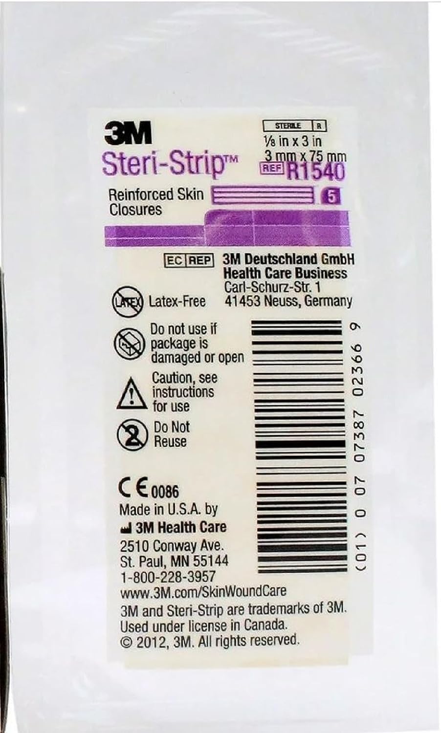 3M STERI STRIP SKIN CLOSURES 1/8 X 3 10 PKG/5
