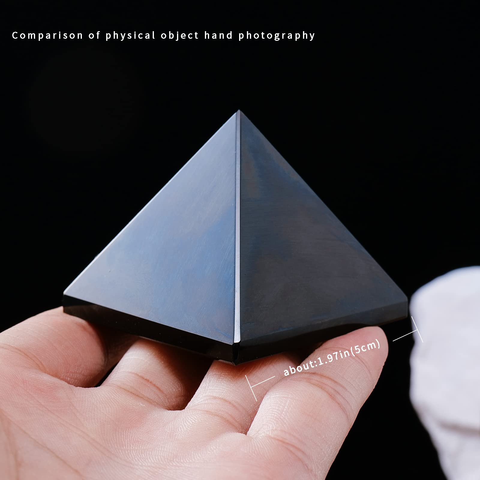 Runyangshi Natural Black Obsidian Crystal Pyramid Energy Generator | 2.0x2.0in (5x5cm) Healing Crystal Pyramid for Protection &