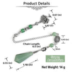 PESOENTH Natural Green Aventurine Jade Dowsing Pendulum Crystal Scrying Divination Healing Gemstone Hexagonal Pointed Chakra Tre
