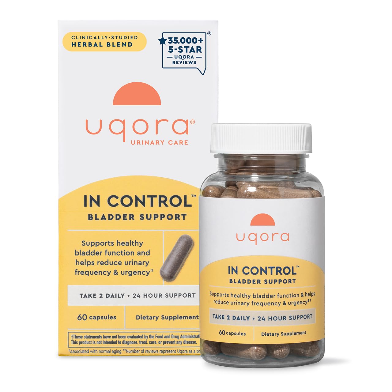Uqora in Control Bladder Support - Daily Bladder Care & Support for Urinary Comfort - Made with botanicals, Like Horsetail & Spi