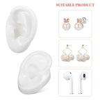POPETPOP Soft Silicone Ear Model, Ear Model Simulation Display Props Teaching Tools Jewelry Display Earrings 1Pair Size L, White
