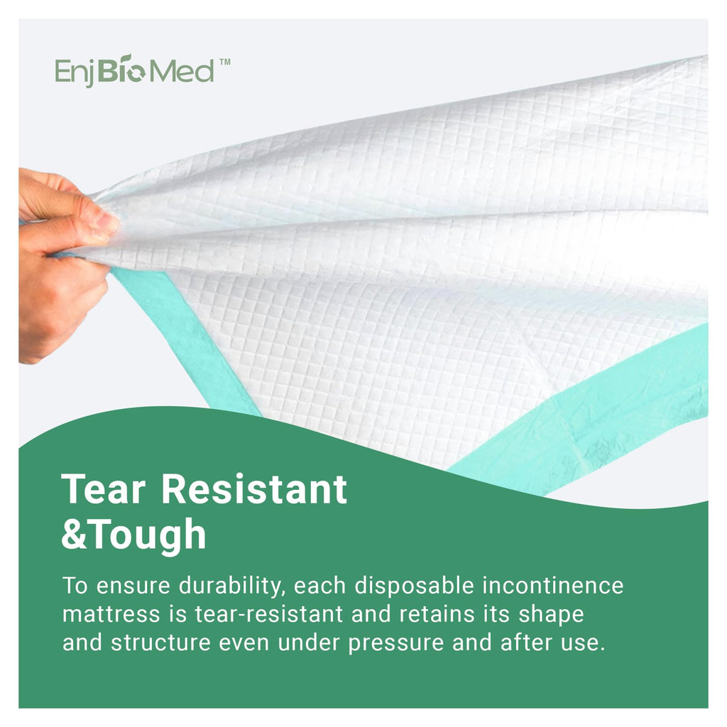 EnjBioMed Eco-Friendly Extra Large Ultra Absorbent Bed Pads Disposable Adult 105g (30 X 36 Pack of 50), with Adhesive Strips , L